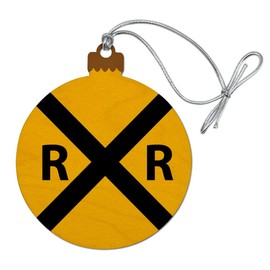 GRAPHICS & MORE Railroad Crossing Traffic Sign Train Wood Christmas Tree Holiday Ornament
