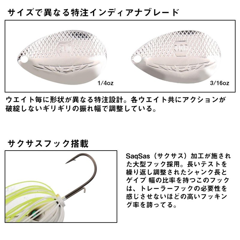 Daiwa Lure STEEZ IGRA 1/4oz Type Indiana White Chart