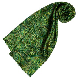 Lorenzo Cana Women's Scarf 100% Silk in Harmonious Green Colours Printed Double Layer Silk Scarf Silk Scarf Fashionable Women Scarf 30 cm x 160 cm 89140, Gold, yellow, blue, orange, green