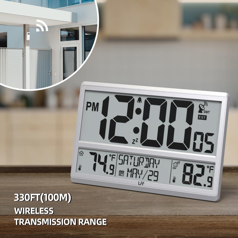 LFF Atomic Clock 4.5" Numbers, Atomic Wall Clock with Indoor