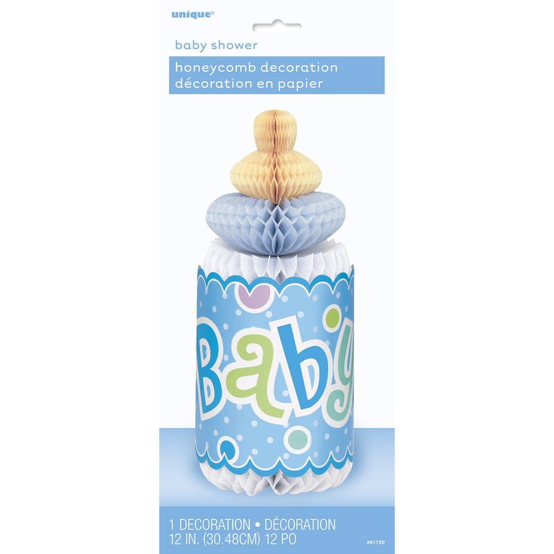 Unique 61720 Baby Shower Honeycomb Feeding Bottle Centerpiece | Blue