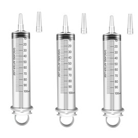 YMACL3pack 100ml Large Syringes for Scientific Labs,Garden Watering,Refilling,Oil Rinsing Plaint,Pet Feeding,Measuring,without Needle with Cap
