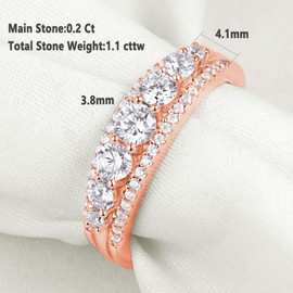 Newshe Eternity Ring Wedding Band for Women 925 Sterling Silver 1.13ct Round Rose Gold AAAAA Cz Size 8.5