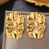 Chunky Irregular Hammered Stud Earrings for Women 18k Gold Plated