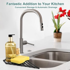 MERRYBOX Triangle Roll Up Dish Drying Rack Over The Sink, 2024 Anti-Rust Sink Drying Rack with Full Silicone Wrapped for Top of Sink Coner, Anti-Slip Sink Organizer for Kitchen