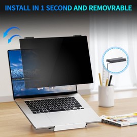 GUDTEKE Magnetic Laptop Privacy Screen 13.3 inch, 9H Hanging Privacy Screen for Laptop for 16:9, Acrylic HD Eye Protection Anti Glare Blue Light Laptop Screen Privacy Filter