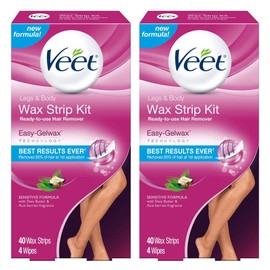 Veet Veet Leg and Body Hair Remover Cold Wax Strips, 40 ct (Pack of 2)