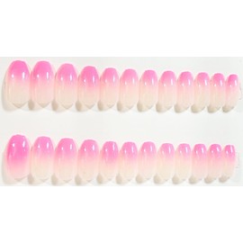 Garden Party Rose Ombre Sparkle Glossy Ballerina Press-On Nails - 24 Pieces - Artificial Nail Kit