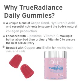 Nutriburst - TrueRadiance Collagen Support Multipack for Healthy Hair, Skin & Nails - Biotin (100µg), Hyaluronic Acid (50mg), Vitamin A (400µg) + Vitamin C (80mg) - 3 x 60 Gummies / 3 Month Supply