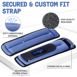Yes4All Wrist & Ankle Weights Pair 1lb -10lbs for Women, Men Adjustable Strap - Walking, Jogging, Pilates, Gym Fitness Workout (2 lbs x2, Blue)