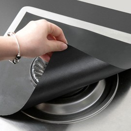 Stove Burner Covers, FORTMATE Gas Stove Protectors, 10.6" Square Reusable Fast Clean Liners, Black 0.12mm Double Thicknessfor Kitchen Cooking (10 Pcs)
