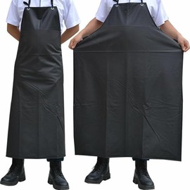 aotuo0608 Waterproof Rubber Vinyl Apron 40 Inch Chef Aprons for Women Men Heavy Duty Work Apron for Dishwashing Chemical Lab Butcher Grooming (Black)