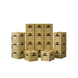 Bankers Box Medium Classic Moving Box 20 Pack, Reinforced Handles, Tape-Free Assembly, Box with Lid, 19-in x 14.5-in x 15.5-in (8817202)