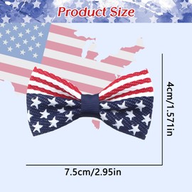 4th of July Bow Hair Clips,2Pcs Girls American Flag Bow Clip,Independence Day Alligator Clips Women Baby Hair Pins Bowknot Hair Accessories for Patriotic Memorial Day,Parade Party