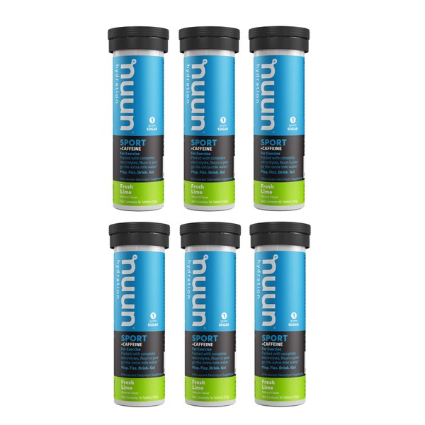 Nuun Energy: Fresh Lime Electrolyte +Caffeine Drink Tablets (6 Tubes of 10 Tabs)6