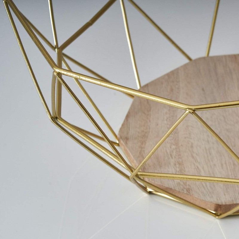levandeo Metal Basket, Copper, 26 x 12 cm Modern, Wood,