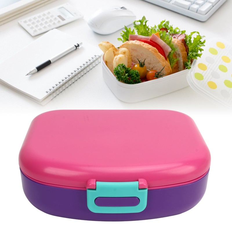 Bento Lunch Box ABS Separate Compartments with Buckle Handle Leakage