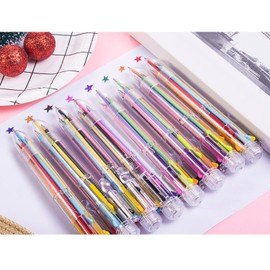 16 Pack Multicolor Pens 8-in-1 Retractable Ballpoint Pens 8 Colors Transparent Barrel Ballpoint Pen for Office School Supplies Students Children Gift