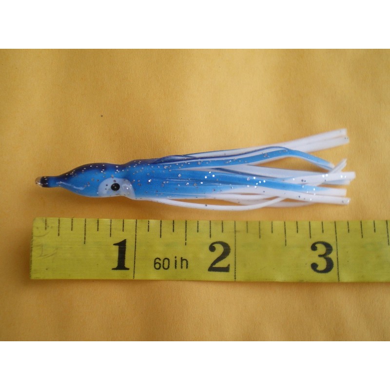 Unbranded 50 PCS. 3" (7.5cm.) BLUE SQUID SKIRT HOOCHIES, OCTOPUS