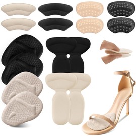 8 Pares Almohadillas de Talón y Metatarsianas para Zapatos, Plantillas para Zapatos Tacones Protector Adheribles para Mujer y Hombre, Relleno para Zapatos Grandes Cojines de Talón Gruesas Antideslizante