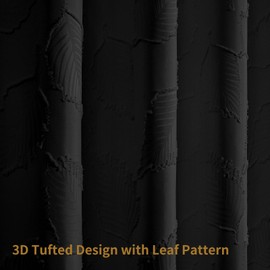 Colorful Star Black Fabric Boho Shower Curtain with Leaf Tufted, Modern Farmhouse Cloth Shower Curtains for Bathroom Décor, Waterproof Minimalist Chic Shower Curtain Set with Hooks, 72x72 Inch