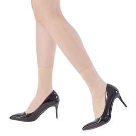 MANZI Women's 12 Pairs Nude Ankle High Socks Nylon 20 Denier