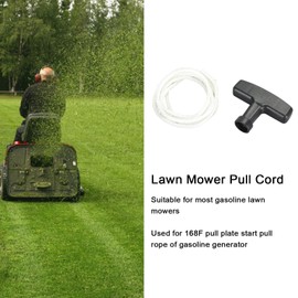 Starter Rope Pull Cord, White Cord Black Handle Sturdy Durable Convenient Practical 125cm Long Lawn Mower Pull Cord for Gasoline Generator for Lawn Mower