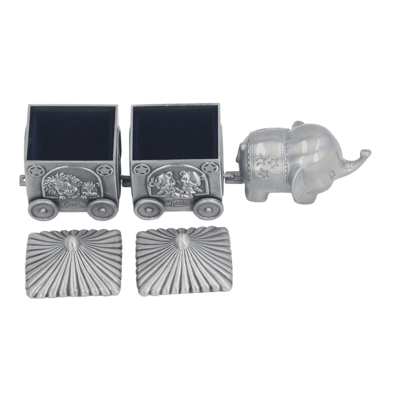 Baby Teeth Organizer Elephant Carriage Keepsake Box Metal Collection Container