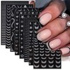 Holographic French Line Nail Art Stickers, 8 Sheets Silver Matte