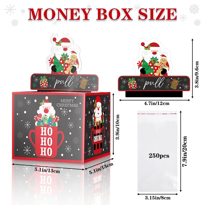 5Pcs Christmas Money Box for Cash Gift Pull, Money Holder