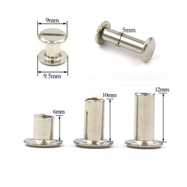 75 Sets Silvery Chicago Binding Screws Assorted Kit Nail Rivet Chicago Button DIY Leather Decoration Bookbinding Round Flat Head Stud Screw （5×6/10/12mm）