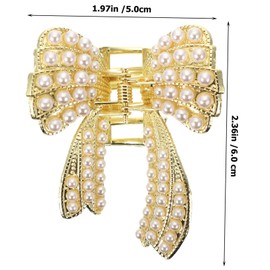 Healeved 2pcs Pearl Hair Clips Bow Design Non-Slip Claw Clips for Women and Girls for Thin and Thick Hair Decorative
