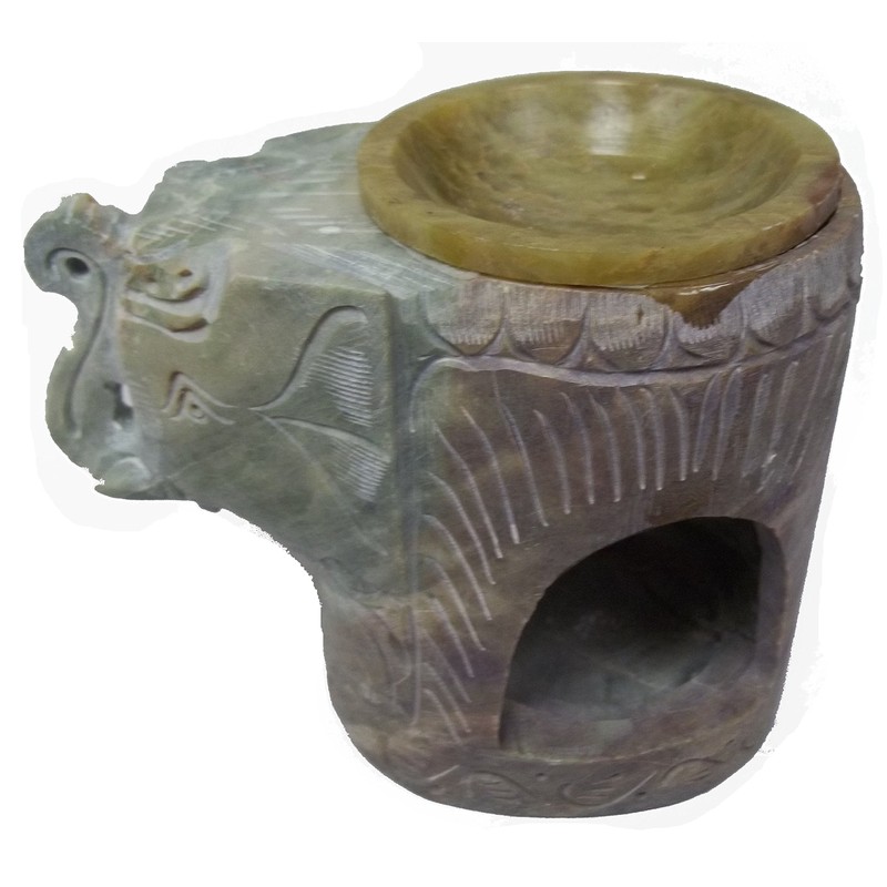 Hand Carved Elephant SOAP Stone Incense Oil Tea Light Holder