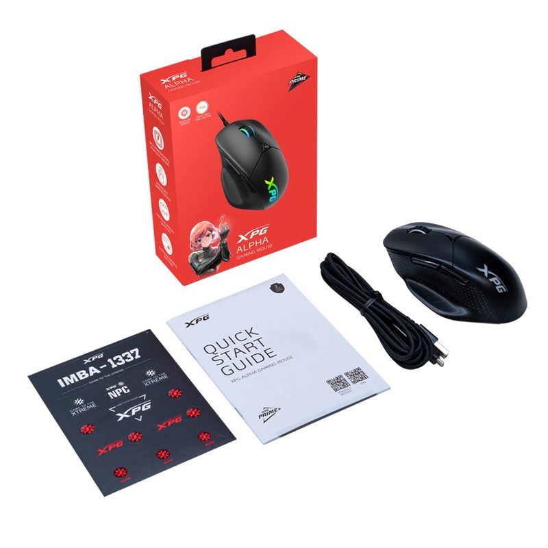 XPG Alpha Gaming-Maus, 16.000 DPI, 400 IPS, 6 programmierbare Tasten,