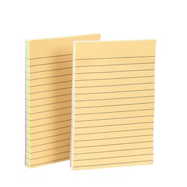 MOLOPPO 2 Pads, 200 Sheets, 4 Color, Lined Sticky Notes, 4"x 6", Strong Sticking, Power for Post Memo, Self-Stick Pads, Easy to Post for Home, Office, Notebook