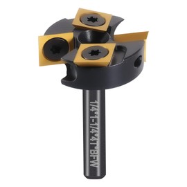 BFVV 2+2 Flute Slab Flattening CNC Router Bit 1/4" Shank, 1-1/4" Cutting Diameter, Carbide Insert Spoilboard Surfacing Bit with ATS Coating, cuts Soft & Hardwood, MDF, Acrylic for Woodworking