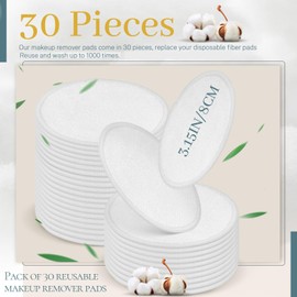 Bagentry 30 Pcs Natural Fiber Round Makeup Remover Pads, Washable Reusable Face Pads Cloth Rounds, Facial Cleansing Pads Wipes for All Skin Types Travel (White)