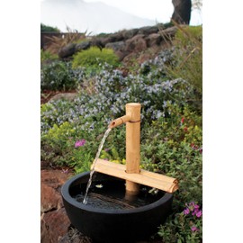 Bamboo Accents Zen Garden Water Fountain Kit - Adjustable Spout with Smooth Matte Finish, Includes Submersible Pump - Ideal for Indoor & Outdoor Use, Container Not Included (12" Adj Half-Rounds)