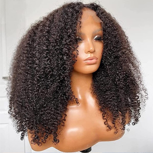 VIPbeauty 13x4 Kinky Curly Lace Front Wigs for Human Hair 45 7cm Brazilian Hair Curly HD Front Wigs 180 Density Unprocessed Pre Plucked with Baby Hair Natural Color
