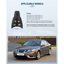 ECCPP fit for Keyless Entry Remote Control Car Key Fob Shell Case 03-2009 Saab 9-3/03-2006 Saab 9-5 LTQSAAM433TX (Pack of 2)