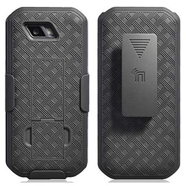 Nakedcellphone Combo Series Compatible with Sonim XP5s Case, Kickstand Hard Cover with [Rotating/Ratchet] Belt Clip Holster Combo for XP5800 - Black