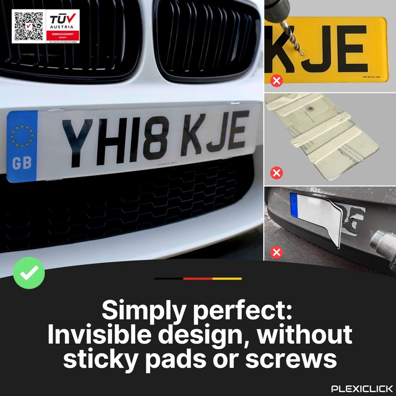 PLEXICLICK® ORIGINAL License Plate Holder for Cars - Frameless Invisible