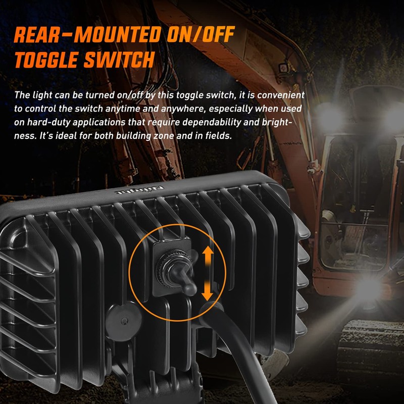 Nilight 4.4 Inch Square Utility LED Work Light W/Integrated Toggle