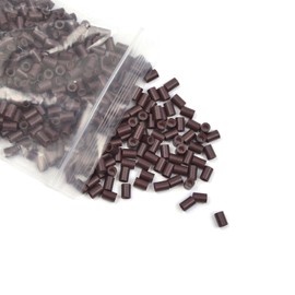 YTBYT 500 Pcs Hair Extensions Micro Rings Links Beads Silicone Lined Copper Ring 3.5 mm Hair Beads for Hair Extensions (3.5mm Brown)