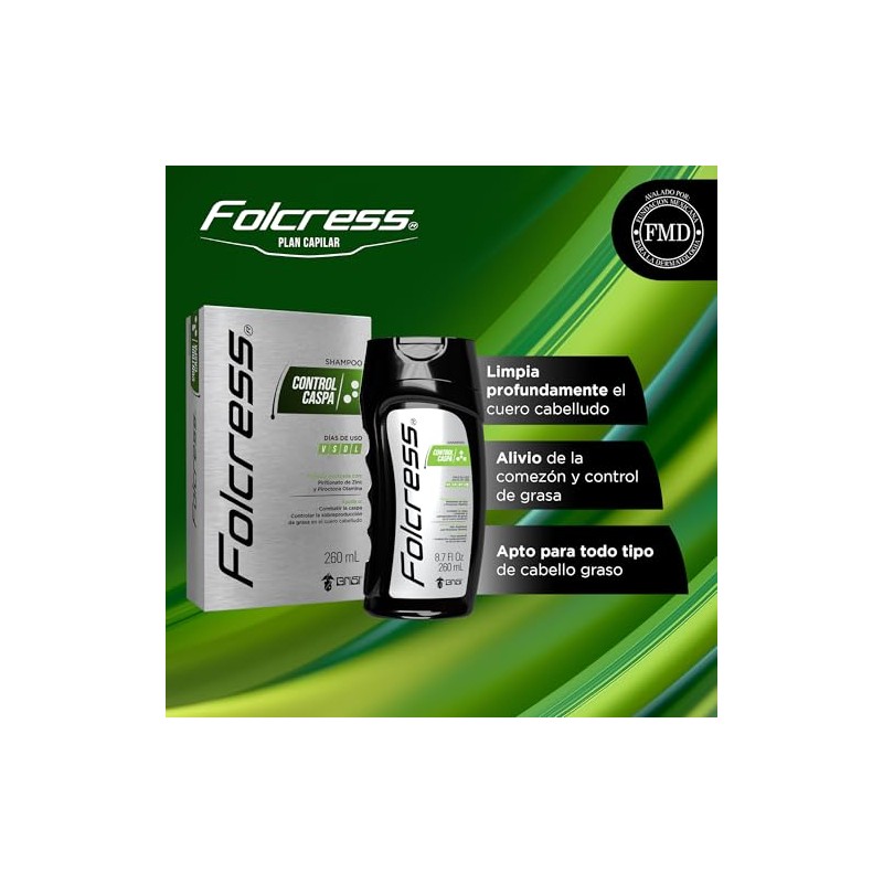 Folcress Shampoo Control Caspa con Piritionato de Zinc Grisi para