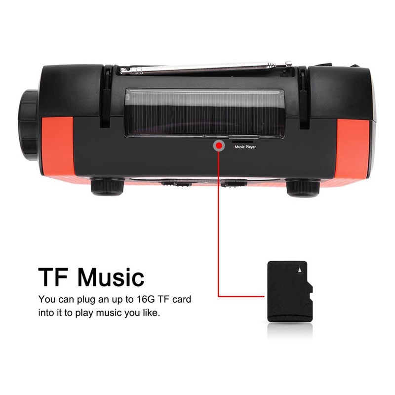 FM/AM/SW Solar Hand Crank Radio Memory Card Music for Bluetooth