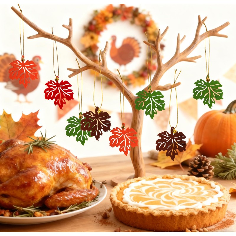 ALIBBON 24 Pcs Fall Tree Decoration Thanksgiving Tree Ornaments Felt