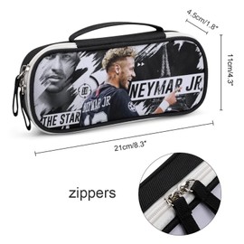 Neymar Pencil Case, Large Capacity, Multi-functional, Stylish, Leather, Leather Pen Pouch, For Boys, Girls, Children, Simple, Tool Pen Case, For High School Students, College Students, For Working