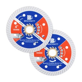 BRSCHNITT Diamond Blade for Concrete Masonry,2pcs 4 Inch (105mm) with Arbor 7/8"-5/8" Dry/Wet Continuous Rim Diamond Cutting Disc for Granite Marble Stone Hard Concrete Reinforced Concrete