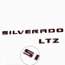 2019-2025 2pack OEM Nameplate with LTZ Emblem 3D Letters Badge Replacement for Silverado 1500 2500HD 3500HD 86539786 (Glossy Redline)